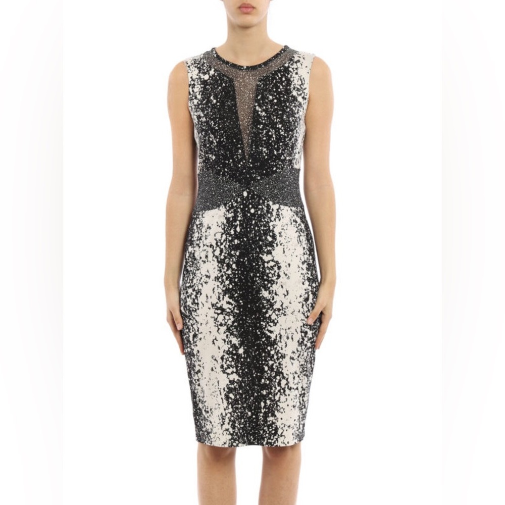 DVF Diane Von Furstenberg Ilsie Silk Jersey Dress Black & White size 4